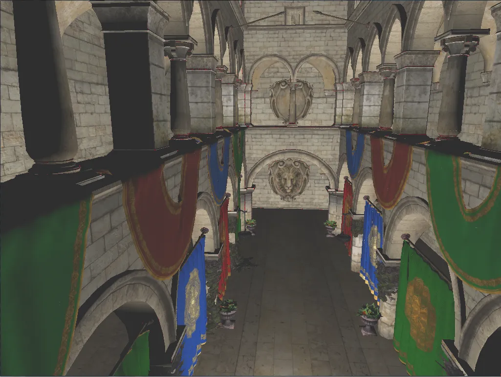 Software rendering of the Crytek Sponza scene