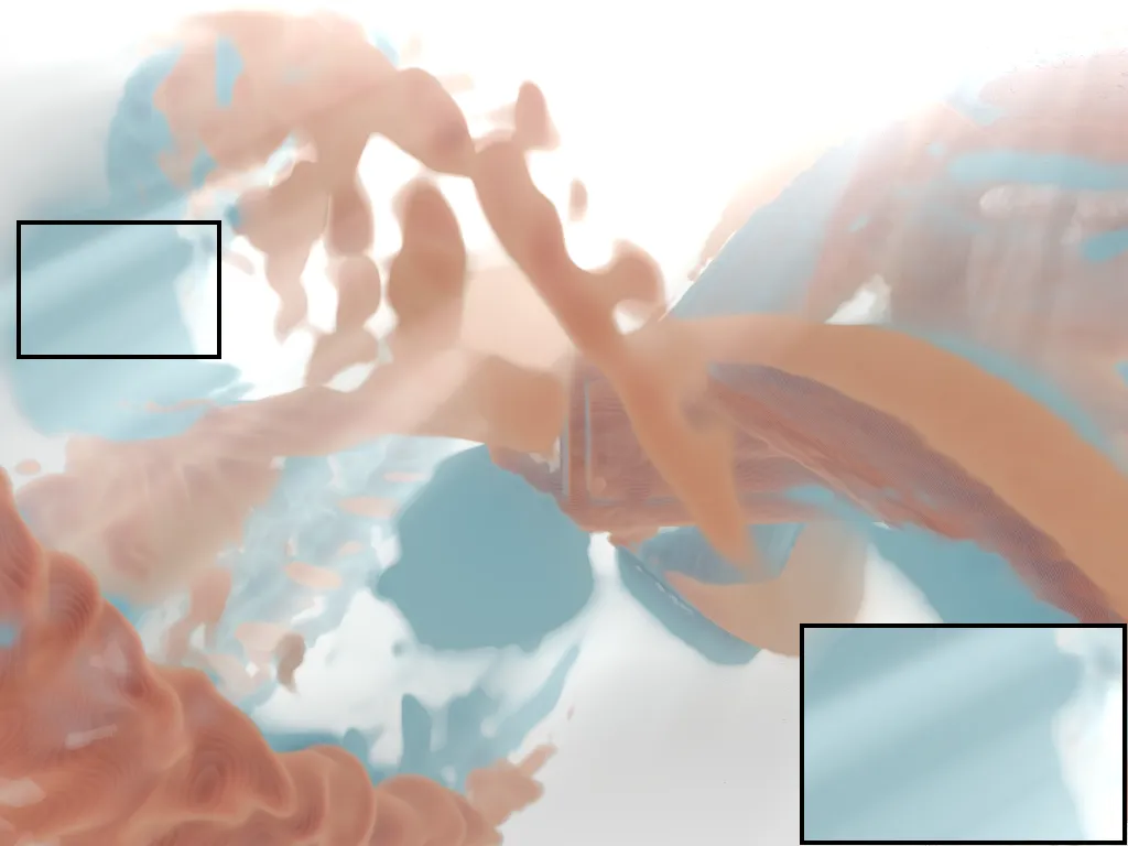 Turbine simulation rendered from moment images with single-scattering illumination